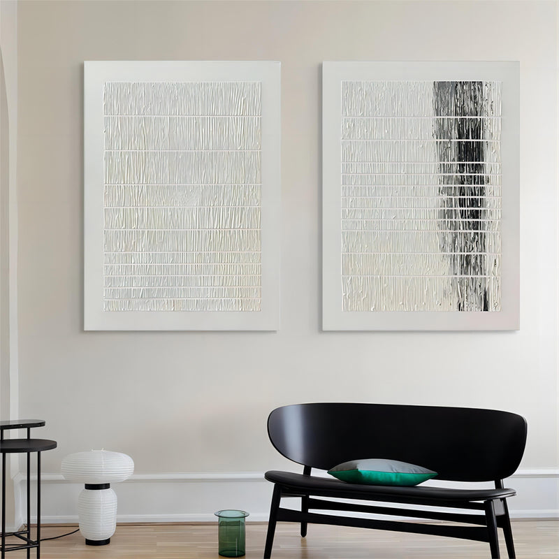 Large white 3d abstract painting set of 2 3d plaster art on canvas set of 2 wabi sabi wall painting set of 2 texture art