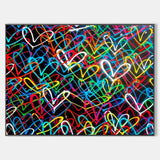 Colorful Hearts Painting Colorful Hearts Texture Wall Art Colorful Hearts Graffiti Canvas Art