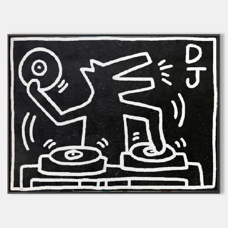 Keith Haring DJ Alligator Painting Keith Haring Artwork Large Keith Painting Pop Art Pop Wall Art