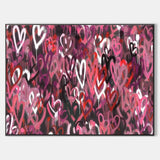 Colorful Hearts Painting Colorful Hearts 3D Texture Wall Painting Colorful Hearts Graffiti Canvas Art