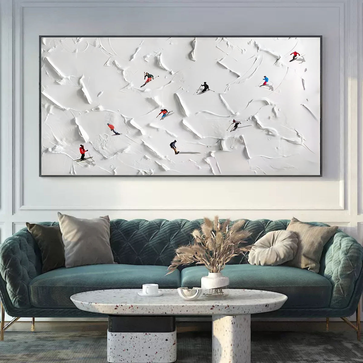 Plaster Wall Art Original Ski Sport Painting on Canvas Custom Painting ...