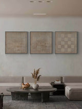 Brown 3D Abstract Art Textured Wall Art Wabi-Sabi Wall Art Minimalist Canvas Painting Set of 3