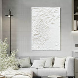 Large White 3D Abstract Art Textured Wall Art Plaster Wall Art Minimalist Art Acrylic Painting for sale