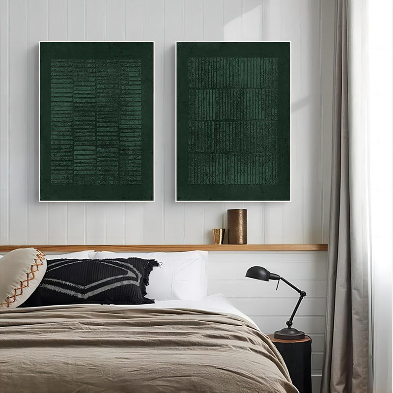 Large Green 3D Abstract Art Wabi-Sabi Wall Art Textured Wall Art Minimalist canvas Painting Set of 2