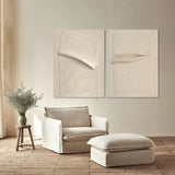 Minimalist 3D Abstract Painting Set of 2 Wabi-Sabi Wall Art Set of 2 Plaster Artwork on Canvas Set of 2