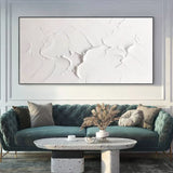 Large White 3D Abstract Art 3D Plaster Art on Canvas Textured Wall Art White 3D Minimalist Painting
