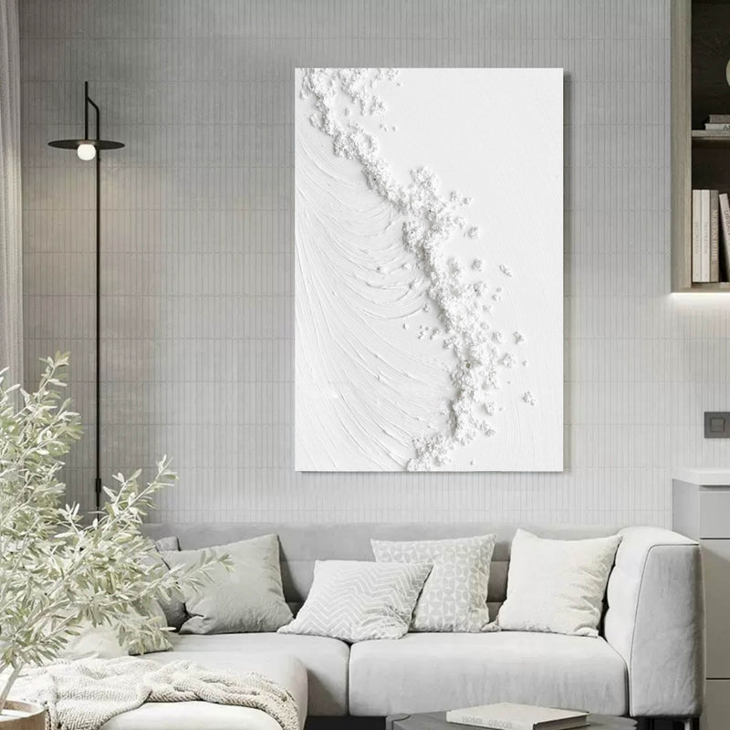 Large White 3D Abstract Art Textured Wall Art Plaster Wall Art Minimalist Art knife Painting on sale