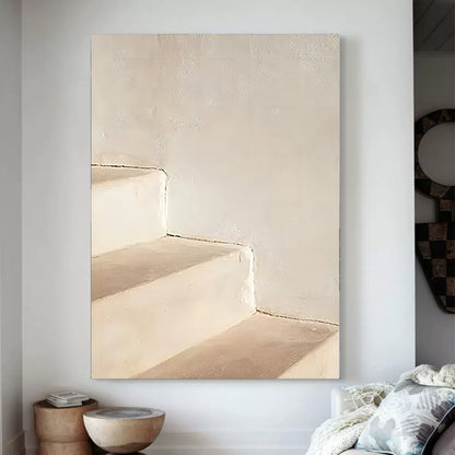Large beige 3D Abstract Art Wabi-Sabi Wall Art Beige Minimalist Canvas Art Textured Wall Paintings