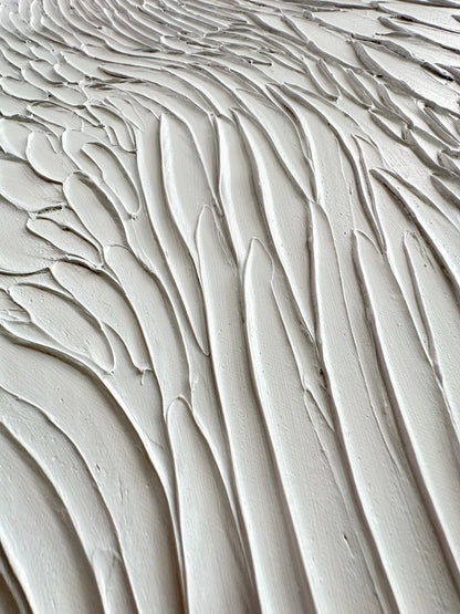 Oversized White 3D Abstract Art Textured Wall Art Plaster Wall Art Minimalist Art Knife Painting