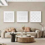 White 3D abstract painting set of 3 White textured abstract wall art set of 3 White plaster art on canvas set of 3