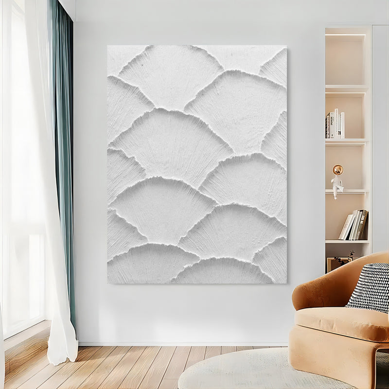 Large White 3D Textured Wall Art Plaster Wall Art Acrylic Canvas Art Minimalist Abstract Painting
