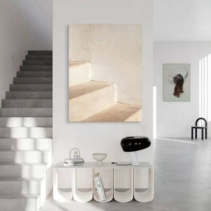 Large beige 3D Abstract Art Wabi-Sabi Wall Art Beige Minimalist Canvas Art Textured Wall Paintings