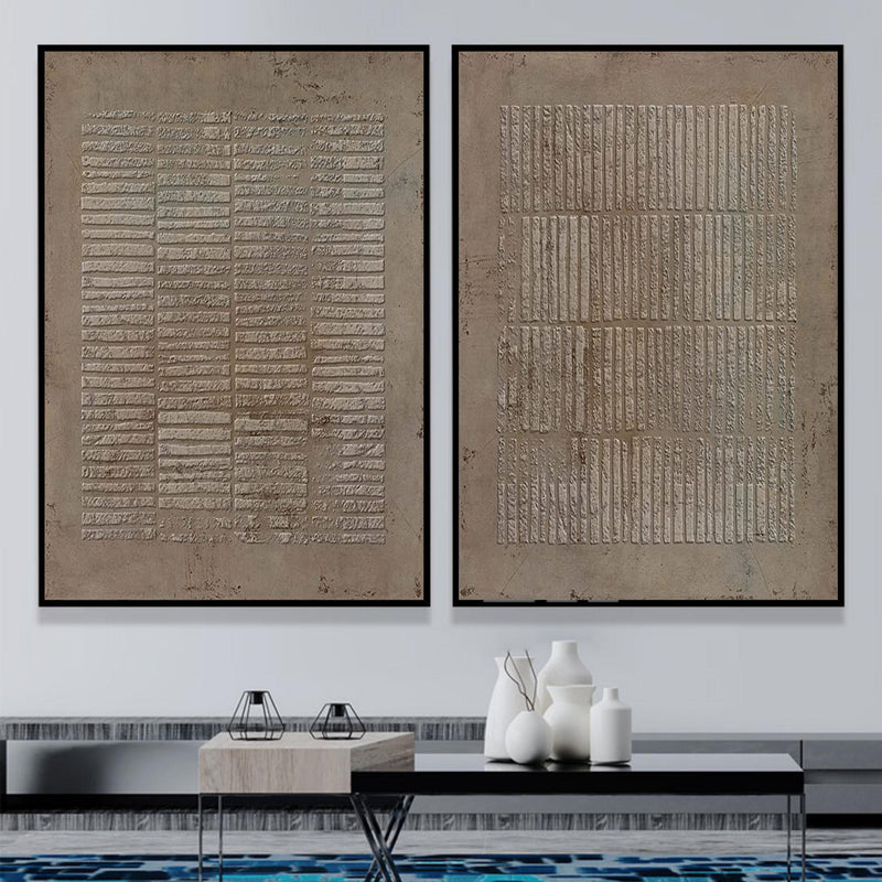 Large Brown 3D Abstract Art Wabi-Sabi Wall Art Textured Wall Art Minimalist Canvas Painting Set of 2