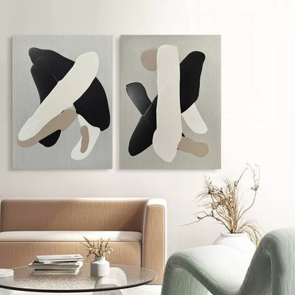 Beige 3D Abstract Art on Canvas Wabi-Sabi Wall Art Textured Wall Art Minimalist Painting Set of 2