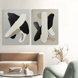 Beige 3D Abstract Art on Canvas Wabi-Sabi Wall Art Textured Wall Art Minimalist Painting Set of 2