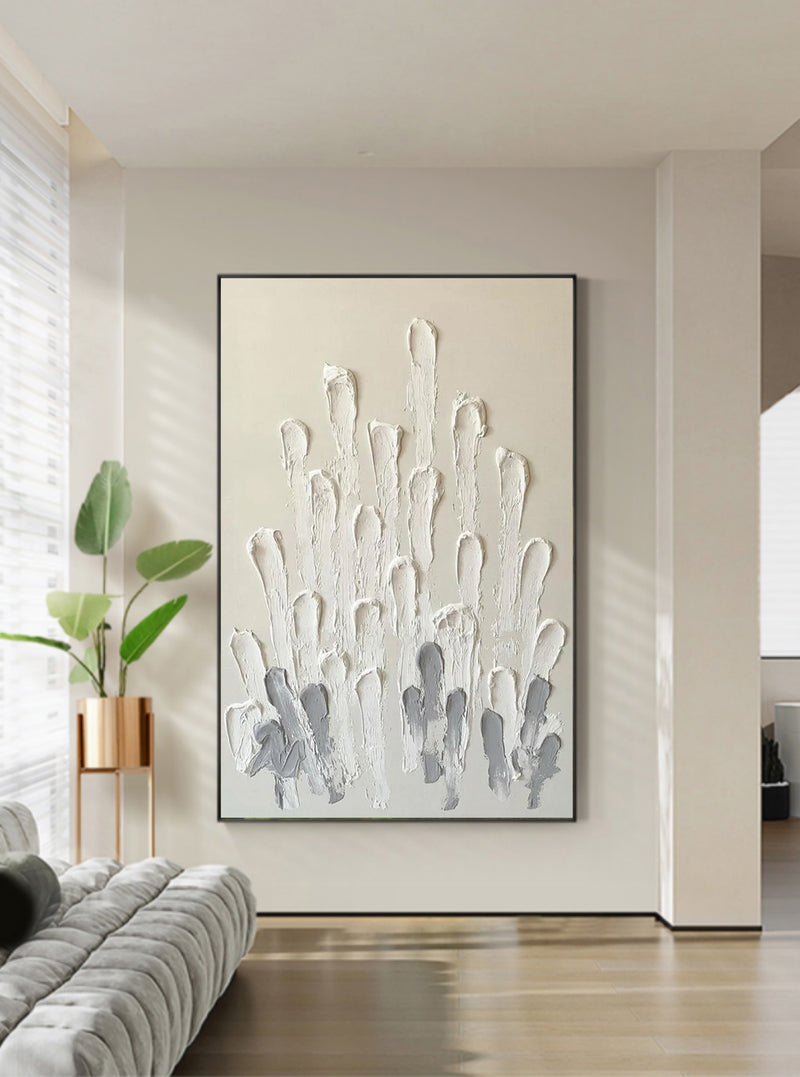 Large Beige 3D Abstract Art On Canvas Textured Acrylic Painting Plaster Wall Art minimalist painting