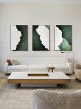 Large Green 3D Abstract Art Set of 3 Textured Wall Art Set of 2 Green Minimalist Painting Set of 2