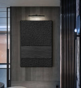 Large black 3d textured painting Black 3d minimalist abstract art Black abstract wall art 3D plaster art