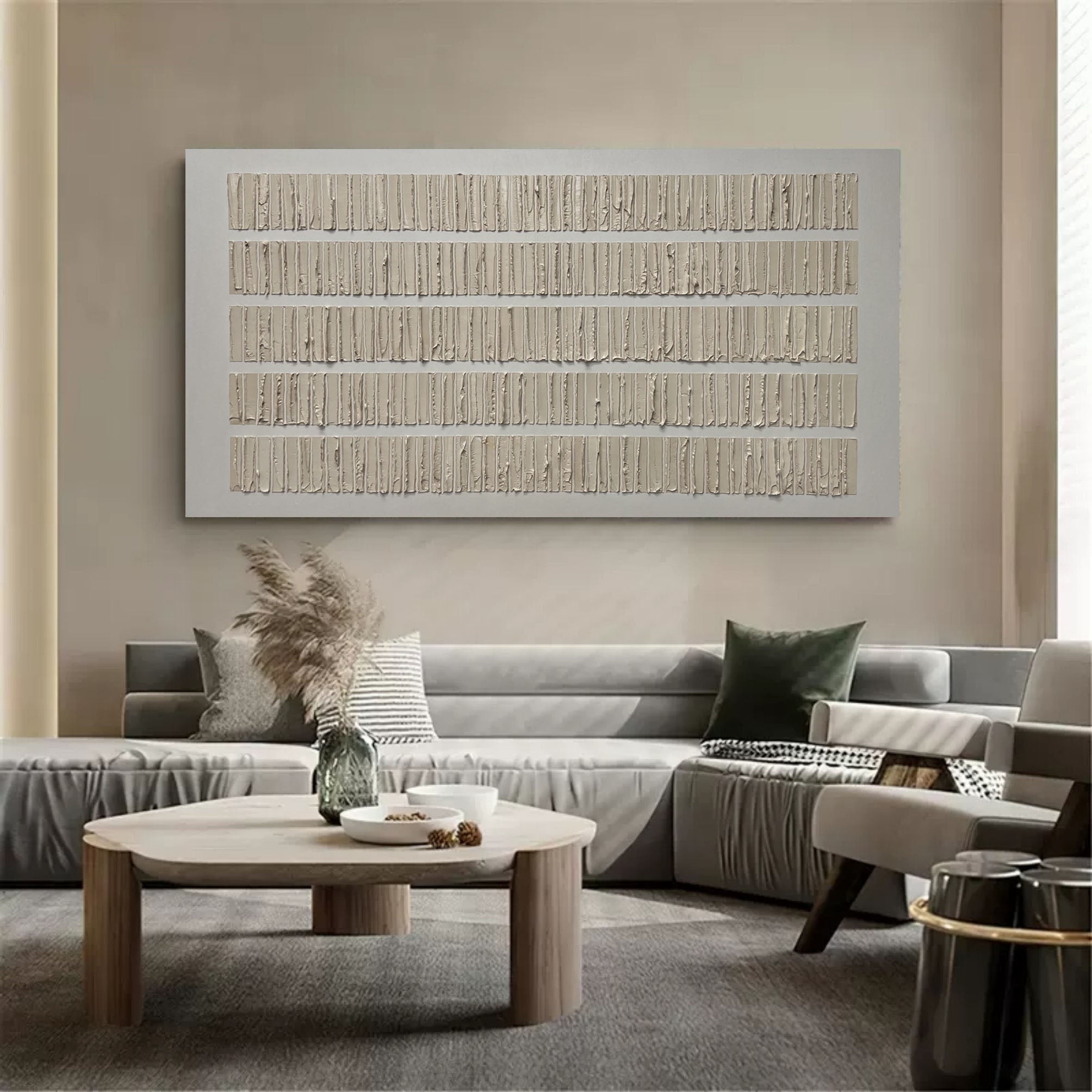 Large Brown and Gray 3D Abstract Painting Brown Textured Canvas Art WabiSabi Wall Art Minimalist Art