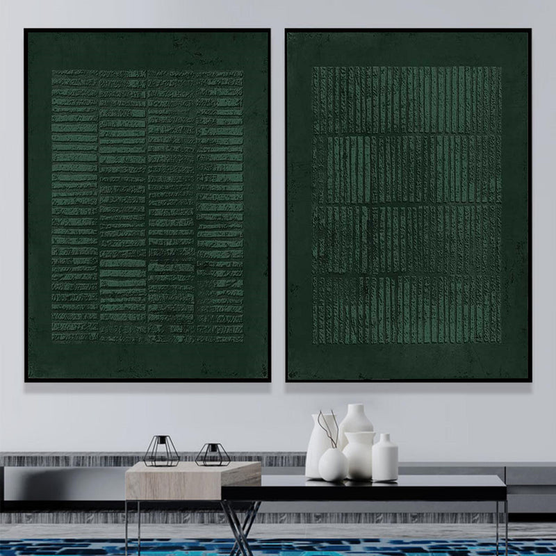 Large Green 3D Abstract Art Wabi-Sabi Wall Art Textured Wall Art Minimalist canvas Painting Set of 2