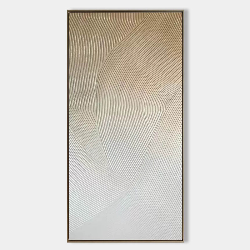 Large 3D White and Brown Textured Acrylic Painting Minimalist Wall Art Wabi Sabi Art Canvas for Living Room