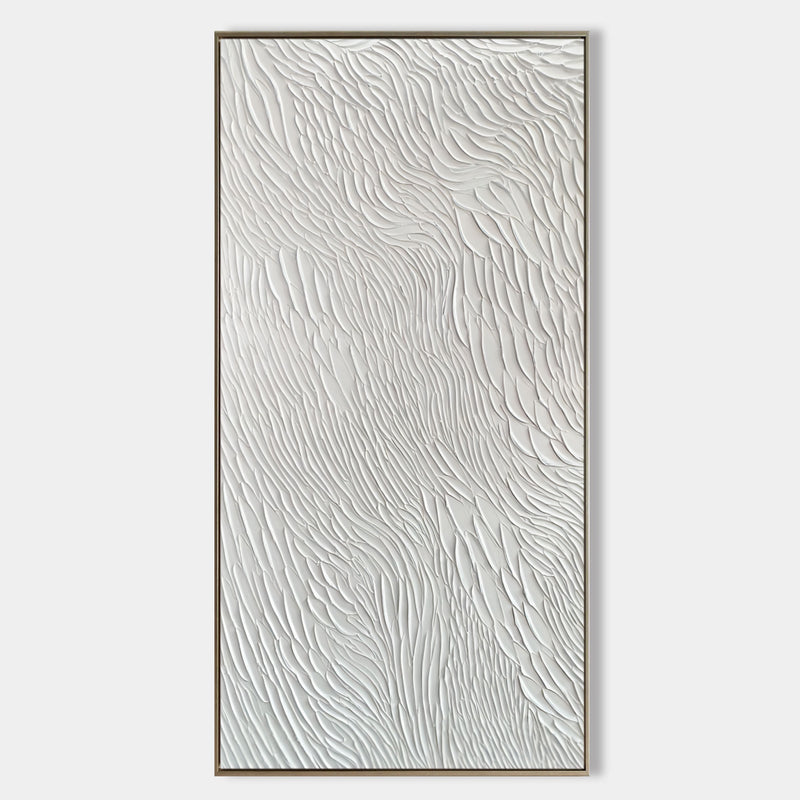 Oversized White 3D Abstract Art Textured Wall Art Plaster Wall Art Minimalist Art Knife Painting