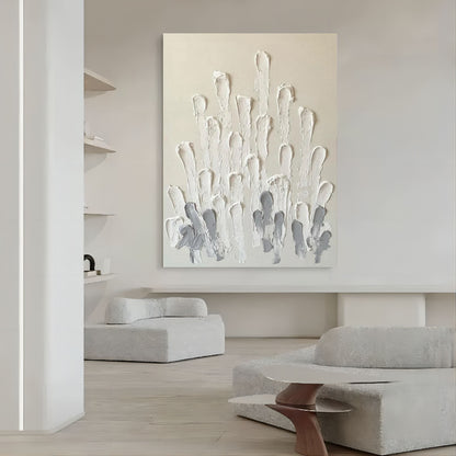 Large Beige 3D Abstract Art On Canvas Textured Acrylic Painting Plaster Wall Art minimalist painting
