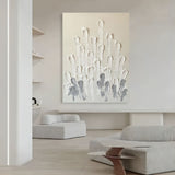 Large Beige 3D Abstract Art On Canvas Textured Acrylic Painting Plaster Wall Art minimalist painting