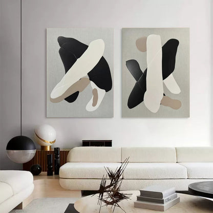 Beige 3D Abstract Art on Canvas Wabi-Sabi Wall Art Textured Wall Art Minimalist Painting Set of 2