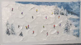 Original Ski Sport Painting on Canvas Custom Painting Plaster Wall Art Personalized Gift Skier on Snowy Mountain Art White Snow Skiing Art