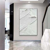 Large White 3D Abstract Painting Plaster Wall Art Textured Wall Art Minimalist Canvas Art for sale