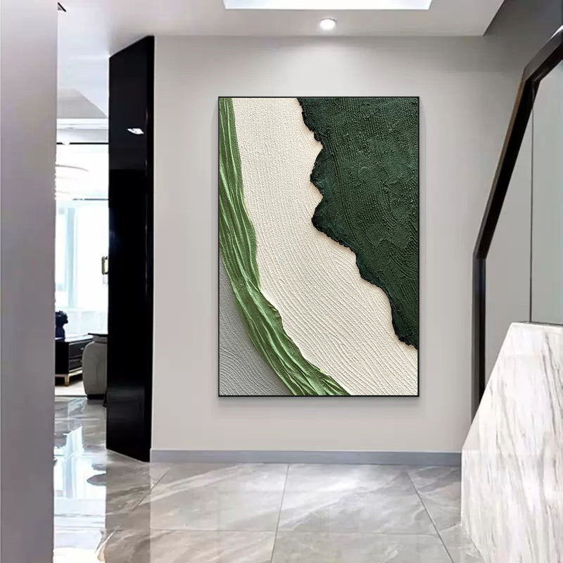 Green Plaster Abstract Art 3D Green Minimalist Abstract Canvas Art Green Textured Acrylic Painting