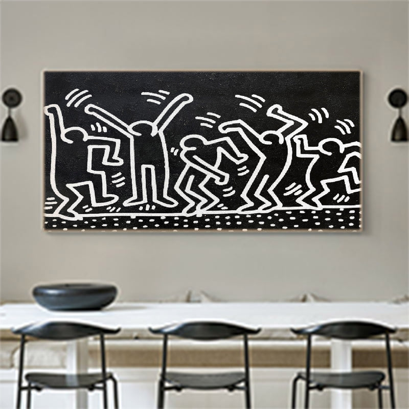 Large Keith Haring Pop Painting Large Keith Haring 3D Texture Wall Painting Keith Haring Canvas Art