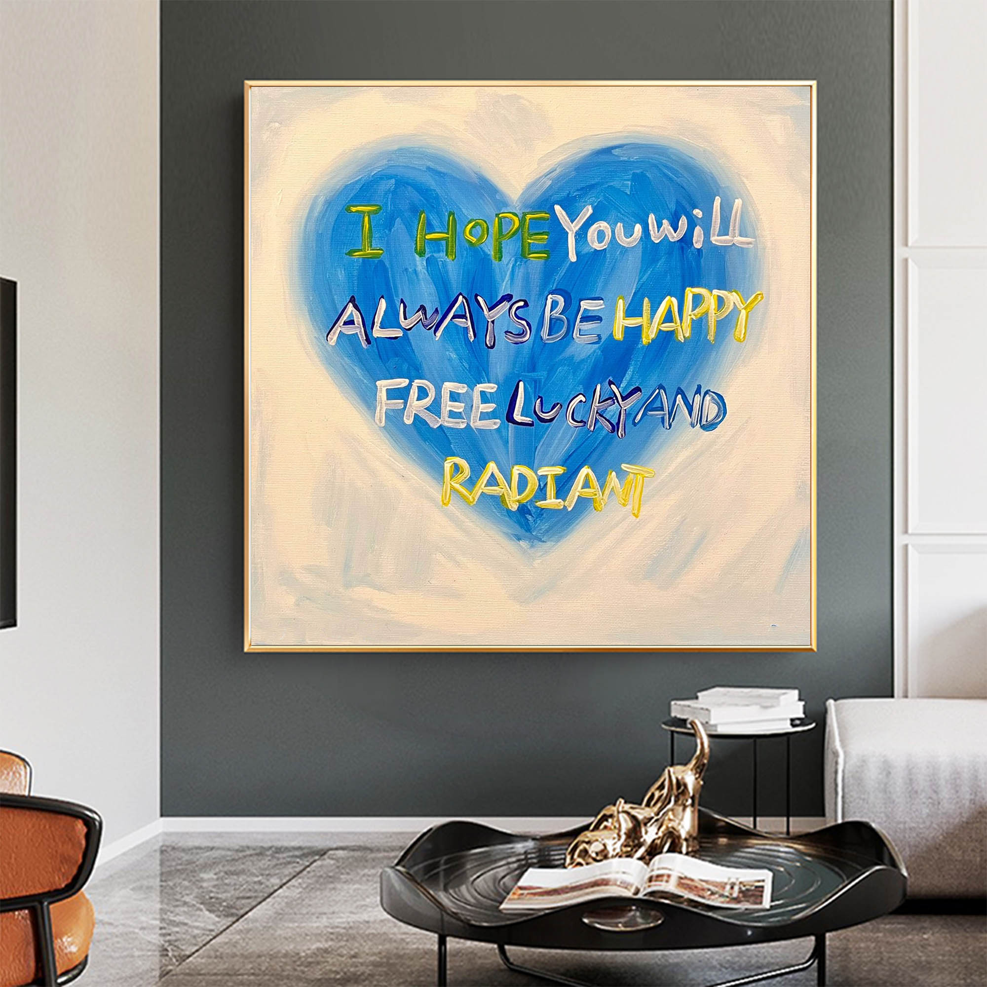 Minimalist Love Heart Wall Art Heart Texture Canvas Painting Decorative Painting for Boyfriend