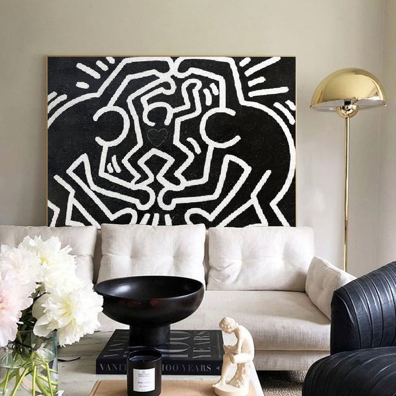 Keith Haring Canvas Heart Abstract Love Art Modern Home Decor Painting