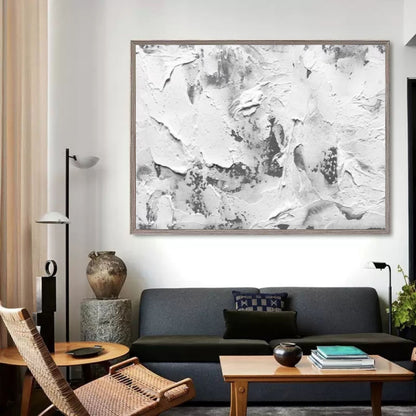 Large Gray and White 3D Abstract Painting minimal art Textured Wall Art WabiSabi Wall Decor Ideas