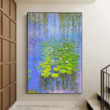 Monet Water Lily Impressionism 3D Water Lily Texture Acrylic Canvas Painting Hallway decor Painting