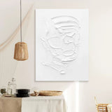 BIG White 3D Abstract Art 3D Plaster Art On Canvas White Textured Wall Art White Minimalist Painting