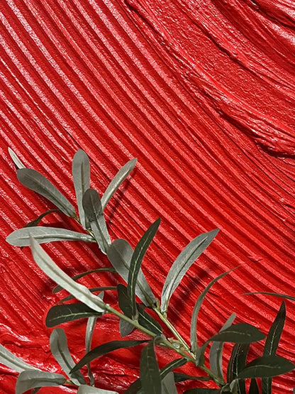 Red 3D Abstract Art Heavy Textured Acrylic Painting 3D Plaster Wall Art 3D Minimalist Canvas Art