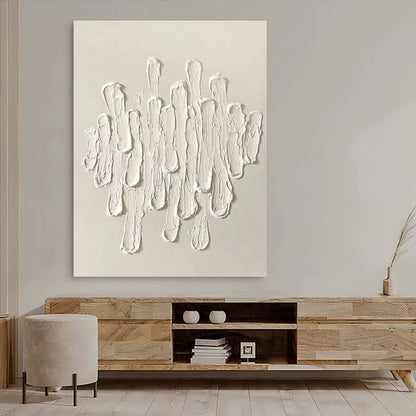 Large Beige 3D Minimalist Canvas Art Beige Abstract Painting 3D Plaster Art Knife Acrylic Painting