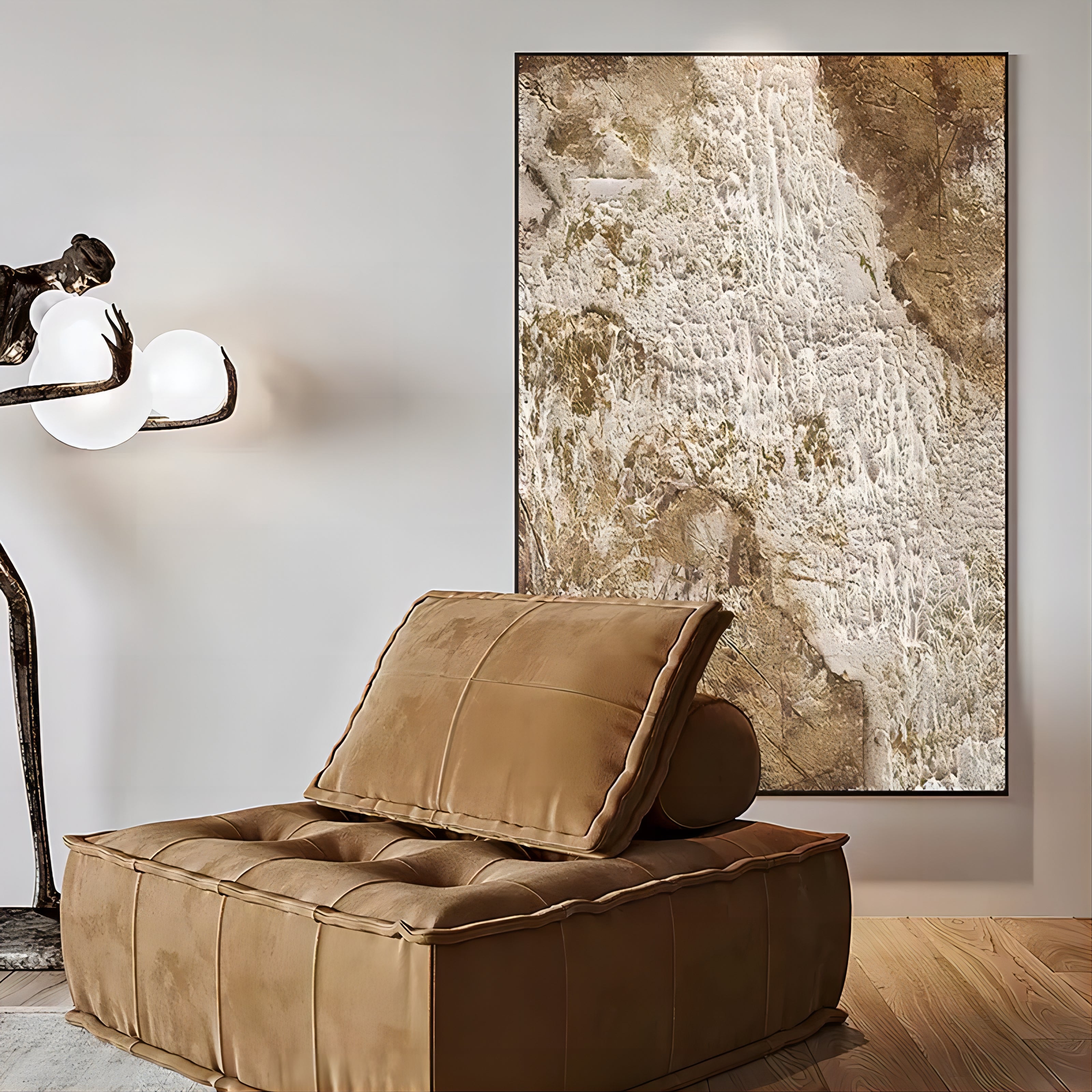 Brown Abstract Oil Painting 3D Textured Acrylic Painting on Canvas Brown Minimalist Wall Art