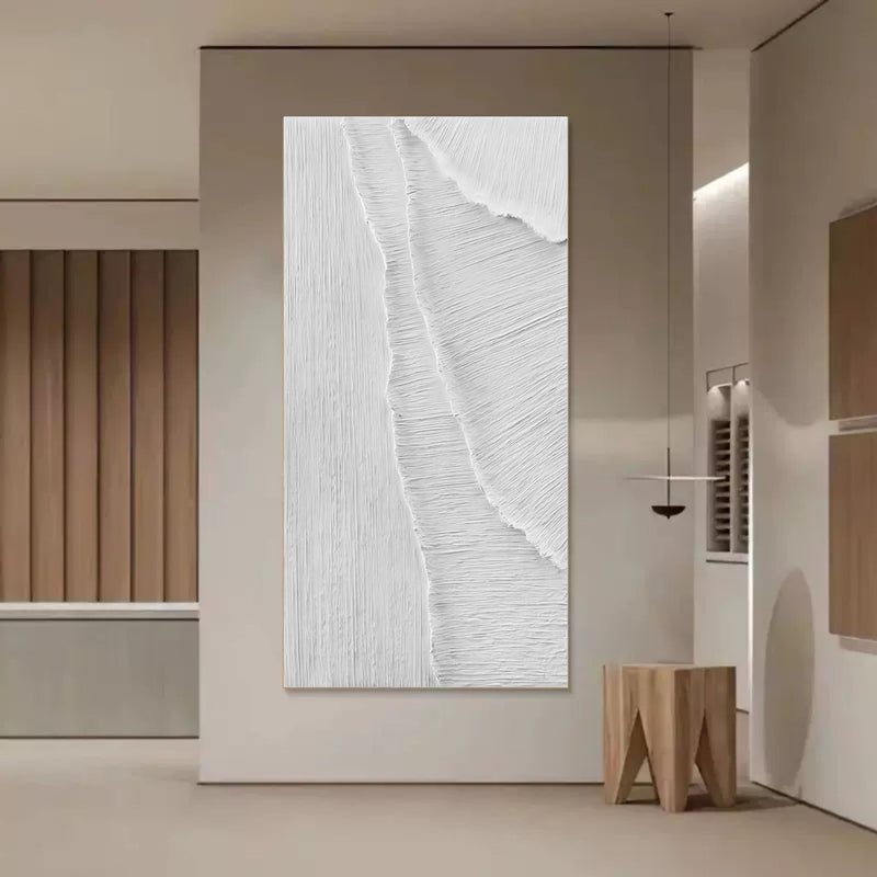 Large 3D White Abstract Canvas Painting WabiSabi Wall Art Texture Art Minimalist Painting Home Decor