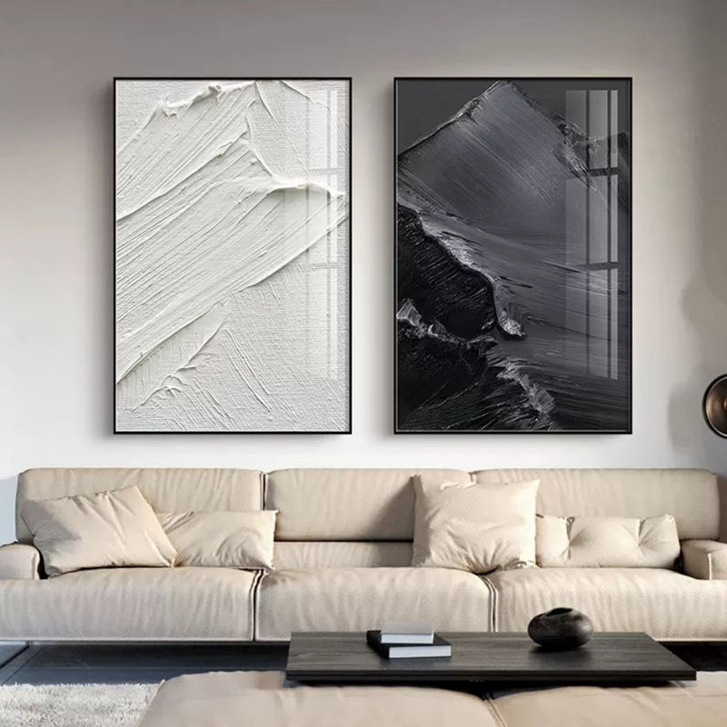 Black and White Abstract Painting Set of 2 Black and White Texture Wall Art Set of 2 Living Room Decorative Painting Set of 2