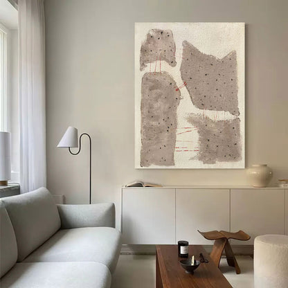 Beige and gray 3D minimalist painting Beige and gray textured abstract painting Wabi-sabi wall art