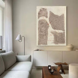 Beige and gray 3D minimalist painting Beige and gray textured abstract painting Wabi-sabi wall art