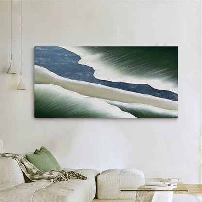 Large Green and White 3D Textured Abstract Painting Large 3D Textured Wall Art 3D Plaster Art