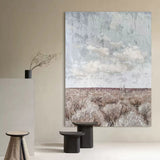 Large Gray 3D Abstract Painting Wabi-Sabi Wall Art Mixed Media Art Gray Textured Wall Decor Painting
