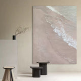 Large 3D Sea Painting WabiSabi Wall Decor Gray Minimalist Canvas Art Textured Wall Art gray painting