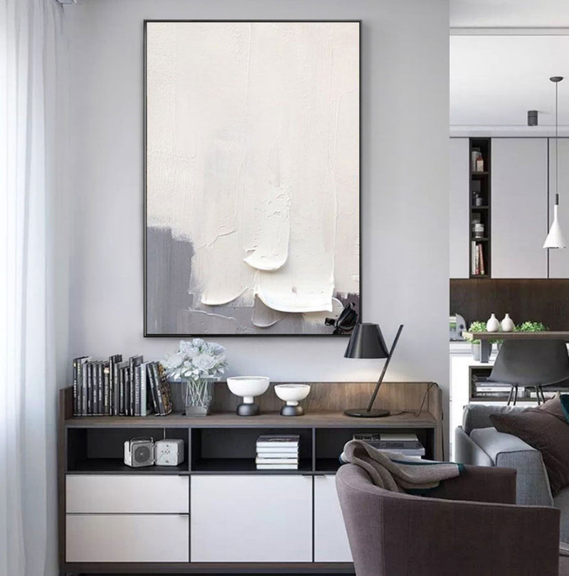 White 3D Minimalist abstract Art White 3D Abstract Art White 3D Textured Painting White Plaster Art