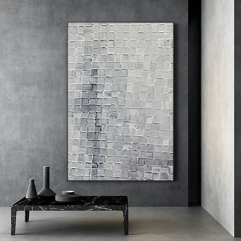 Large Gray 3D Abstract Art Textured Canvas Art 3D Plaster Art Wabi-Sabi Wall Art Knife Wall Painting